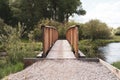 Wooden bridge going over a small creak in Bannack Ghost Town in Montana Royalty Free Stock Photo