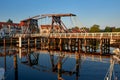 wooden bridge in Greifswald Wieck morning scenery