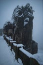 Saxon switzerland national park rocks and forest in winter from the Bastei bridge in the Elbe Sandstone Mountains, Germany. Royalty Free Stock Photo