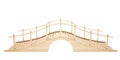 Wooden bridge isolated on white background. Slide view. 3D rendering illustration. Royalty Free Stock Photo