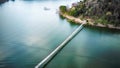 Wooden bridge at Kaeng Krachan Dam Royalty Free Stock Photo