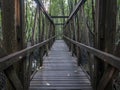 Wooden bridge in Kung Krabaen Bay Royal Development Study Center in Chanthaburi, Royalty Free Stock Photo