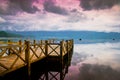 The wooden bridge in the lake Royalty Free Stock Photo
