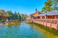 The wooden bridge on the lake