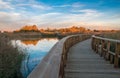 Wooden bridge on the lake Royalty Free Stock Photo