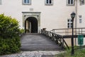 Wooden bridge leading to the entrance to the Uzhhorod castle. Ukraine Royalty Free Stock Photo