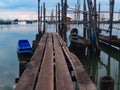 wooden bridge for local fishing boat docking