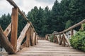 A Wooden Bridge In The Middle Of A Forest In Bulgaria. Beautiful Nature Landscape
