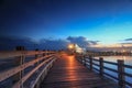 a wooden bridge in the morning in tranquility