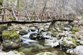 Wooden bridge mountain Royalty Free Stock Photo