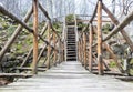 Wooden bridge mountain Royalty Free Stock Photo