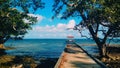 Wooden Bridge in Nelayan village  Saumlaki  Maluku  Indonesia Royalty Free Stock Photo