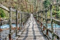 Oldest wooden bridge over a mountain river in Krasnodar Krai Royalty Free Stock Photo