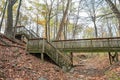 Wooden Bridge over Dried Riverbed with Autumn Sky Royalty Free Stock Photo