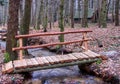 Wooden Bridge Over Forest Brook Royalty Free Stock Photo