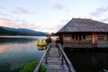 Wooden bridge over the lake