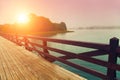 Wooden bridge over lake Royalty Free Stock Photo