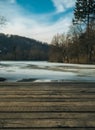 Wooden Bridge over the Lake. Royalty Free Stock Photo