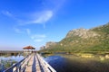 Wooden bridge over a lake in Sam Roi Yod National Park Royalty Free Stock Photo