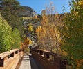 A wooden bridge over a mountain stream Royalty Free Stock Photo