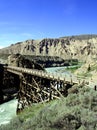 Wooden bridge over river