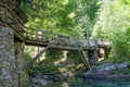 The wooden bridge over the river, canyon Kamacnik, Gorski Kotar, Croatia Royalty Free Stock Photo