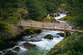 Wooden Bridge Down Buerbreen Glacier, Norway Royalty Free Stock Photo