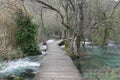 Wooden bridge over a river at the Krka National Park in Croatia Royalty Free Stock Photo