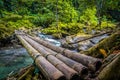 Wooden bridge over the river Royalty Free Stock Photo