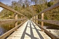 Wooden bridge over the river Wharfe at Bolton Abbey, Leeds, Yorkshire, England Royalty Free Stock Photo