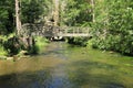 Bridge over river Kamenice by Dolsky mill Royalty Free Stock Photo