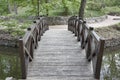 Wooden bridge over a small river in Sophia park in Uman