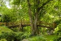 Wooden bridge over a small river Royalty Free Stock Photo