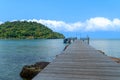 Wooden bridge over sea and blue sky on tropical beach on Koh Kood island Trad in Thailand Royalty Free Stock Photo