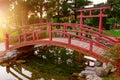 Wooden bridge in a park