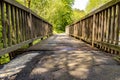 Wooden bridge for pedestrians and cyclists on the Elbuferstrasse in Lower Saxony, Germany, in the sunshine