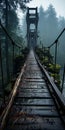 Mysterious Bridge: A Suspended Adventure Over A Foggy River