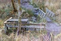 Wooden bridge and picknick table in Tyrebagger Royalty Free Stock Photo
