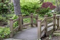 Wooden bridge ramp in the Rockefeller greenhouse park Royalty Free Stock Photo