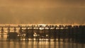 Wooden bridge of Sangkhlaburi in Kanjanaburi province,Thailand, Morning day.