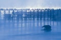 Wooden bridge of Sangkhlaburi in Kanjanaburi province,Thailand, Morning day.