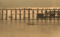 Wooden bridge of Sangkhlaburi in Kanjanaburi province,Thailand, Morning day.