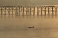 Wooden bridge of Sangkhlaburi in Kanjanaburi province,Thailand, Morning day.