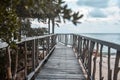 The wooden bridge&sea,peaceful&sky Royalty Free Stock Photo