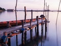 wooden bridge ,sea and wooden post Royalty Free Stock Photo