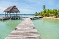 Wooden bridge with small hut on Bocas del Toro Royalty Free Stock Photo