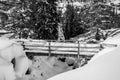 Wooden bridge and snow Royalty Free Stock Photo