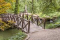 Wooden bridge in Sofiyivsky park - Uman, Ukraine. Royalty Free Stock Photo