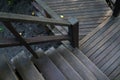 Wooden bridge and stairs deep in the mangrove forest