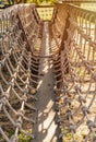 Wooden bridge with strong robe at playground in school. Royalty Free Stock Photo